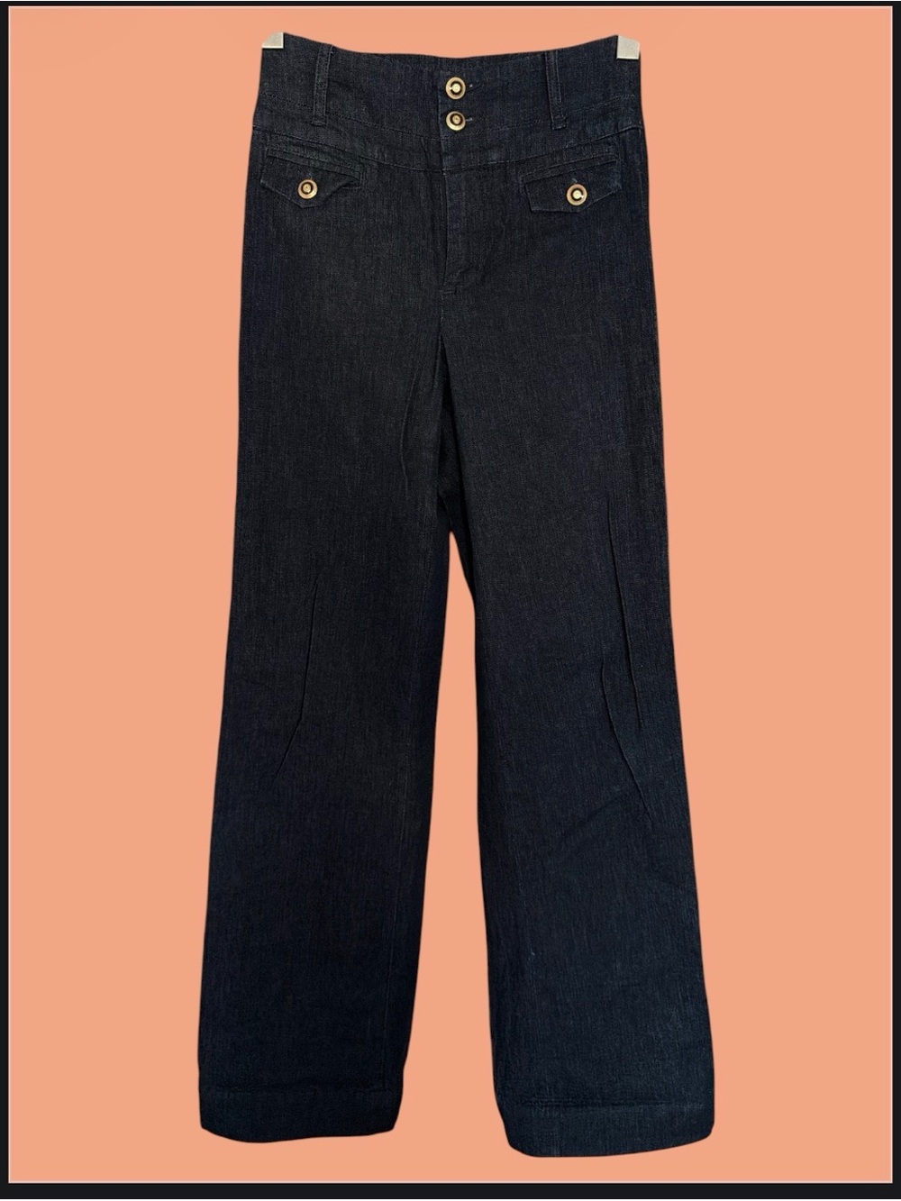 ANTHROPOLGIE ELEVENSES High-Waist Wide-Leg Dark Wash Women’s Jeans-Tall